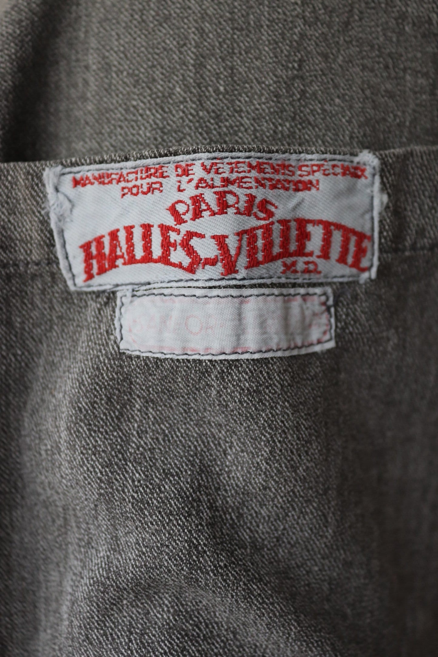 Vintage 1950s French workwear jacket - salt and pepper overalls - shop coat - 44" chest