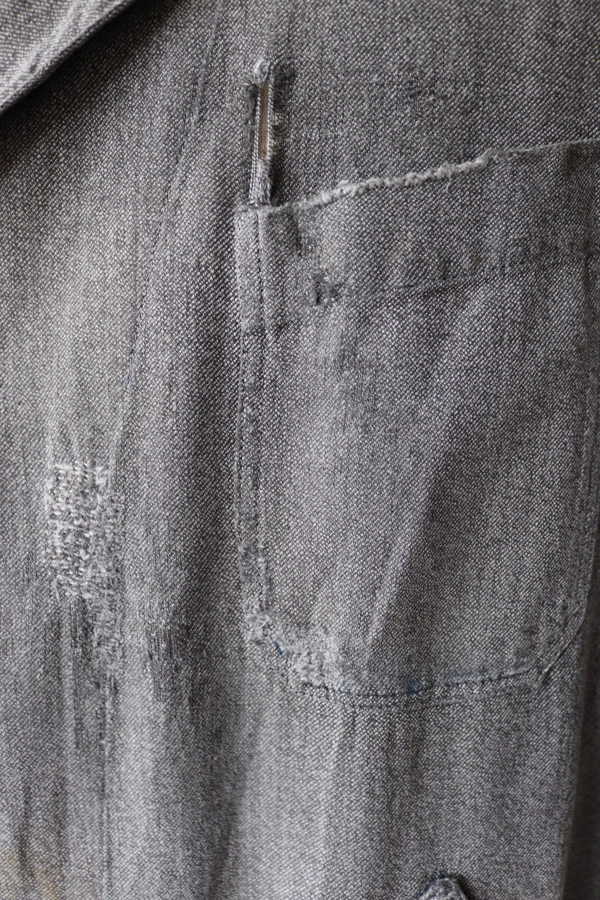 Vintage 1950s French workwear jacket - salt and pepper overalls - shop coat - 44" chest