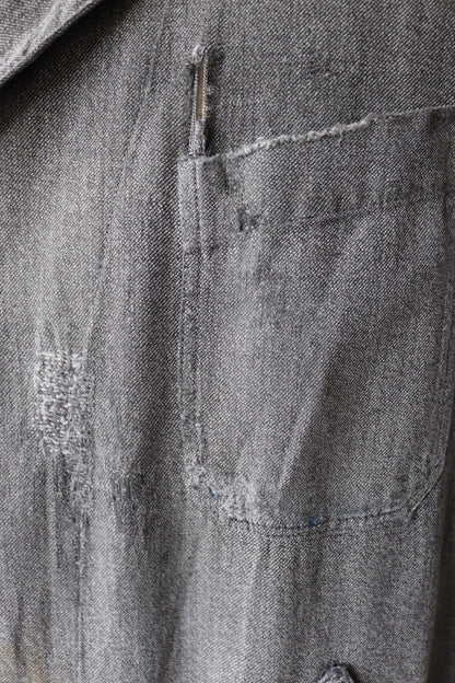Vintage 1950s French workwear jacket - salt and pepper overalls - shop coat - 44" chest