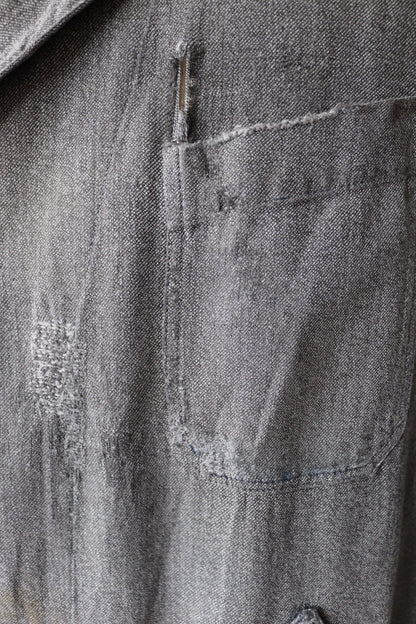 Vintage French workwear jacket - 1950s salt pepper grey work coat - factory or shopkeeper overalls - 44” chest