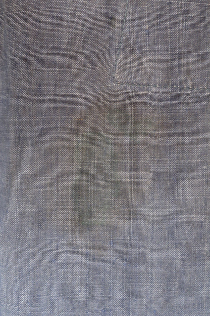 Vintage French linen shirt Marine Nationale Navy 1960s naval crackerjack bib top jumper indigo 43” chest military workwear work sailor