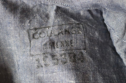 Vintage French linen shirt Marine Nationale 1960s Navy naval crackerjack bib top jumper indigo 43” chest military workwear work sailor