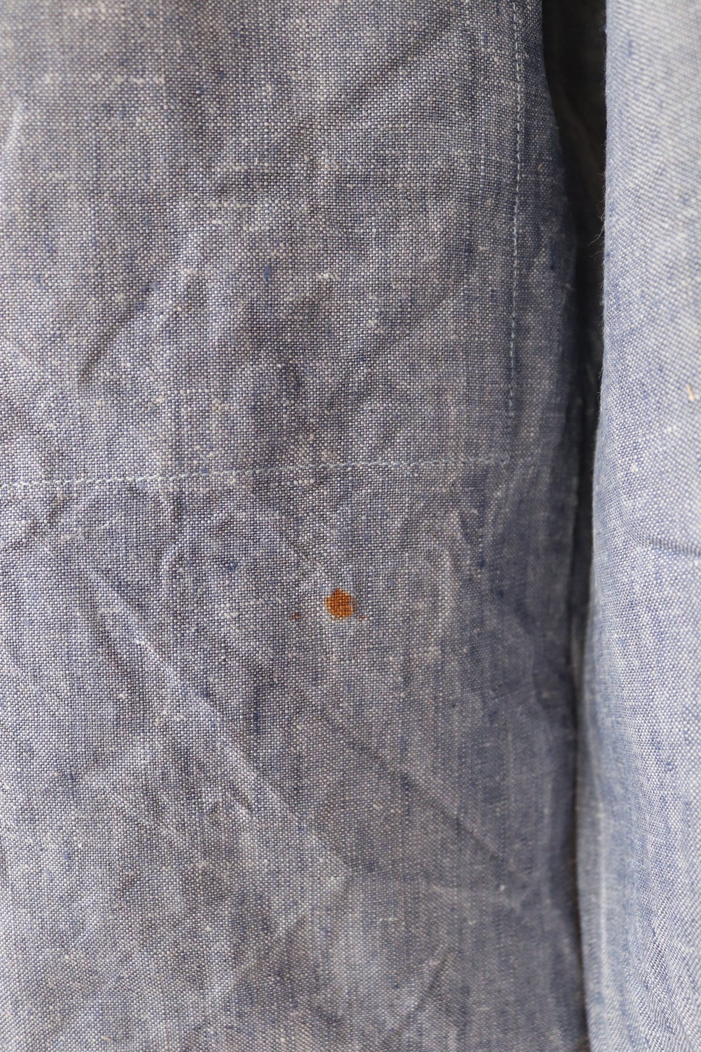 Vintage French linen shirt Marine Nationale 1960s Navy naval crackerjack bib top jumper indigo 43” chest military workwear work sailor