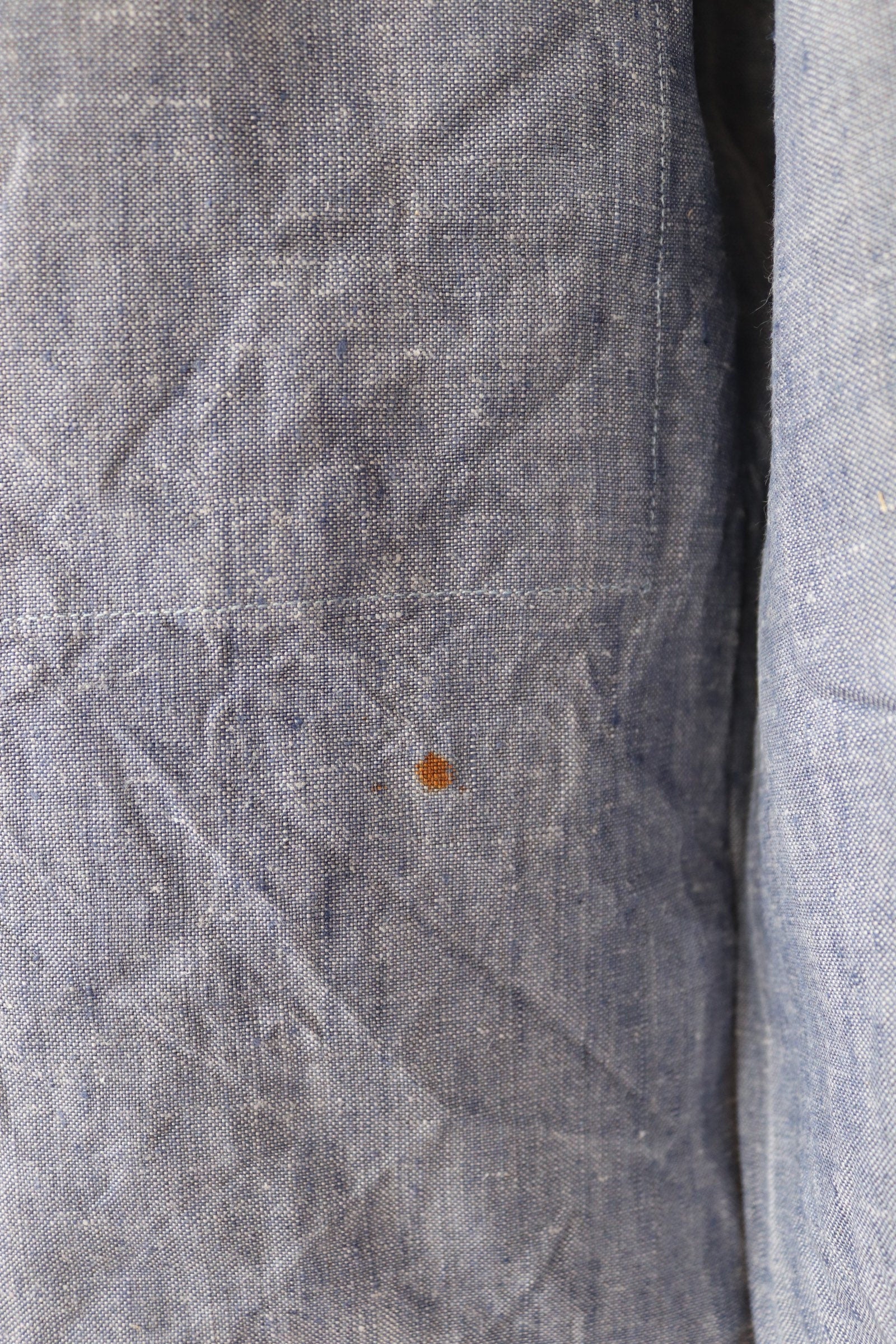 Vintage French linen shirt Marine Nationale 1960s Navy naval crackerjack bib top jumper indigo 43” chest military workwear work sailor