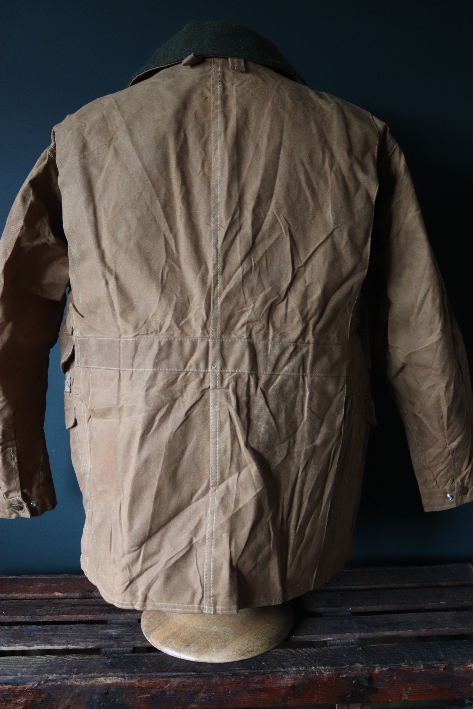 Vintage CC Filson tin cloth paraffin waxed cruiser jacket 49” chest workwear work chore waterproof hunting