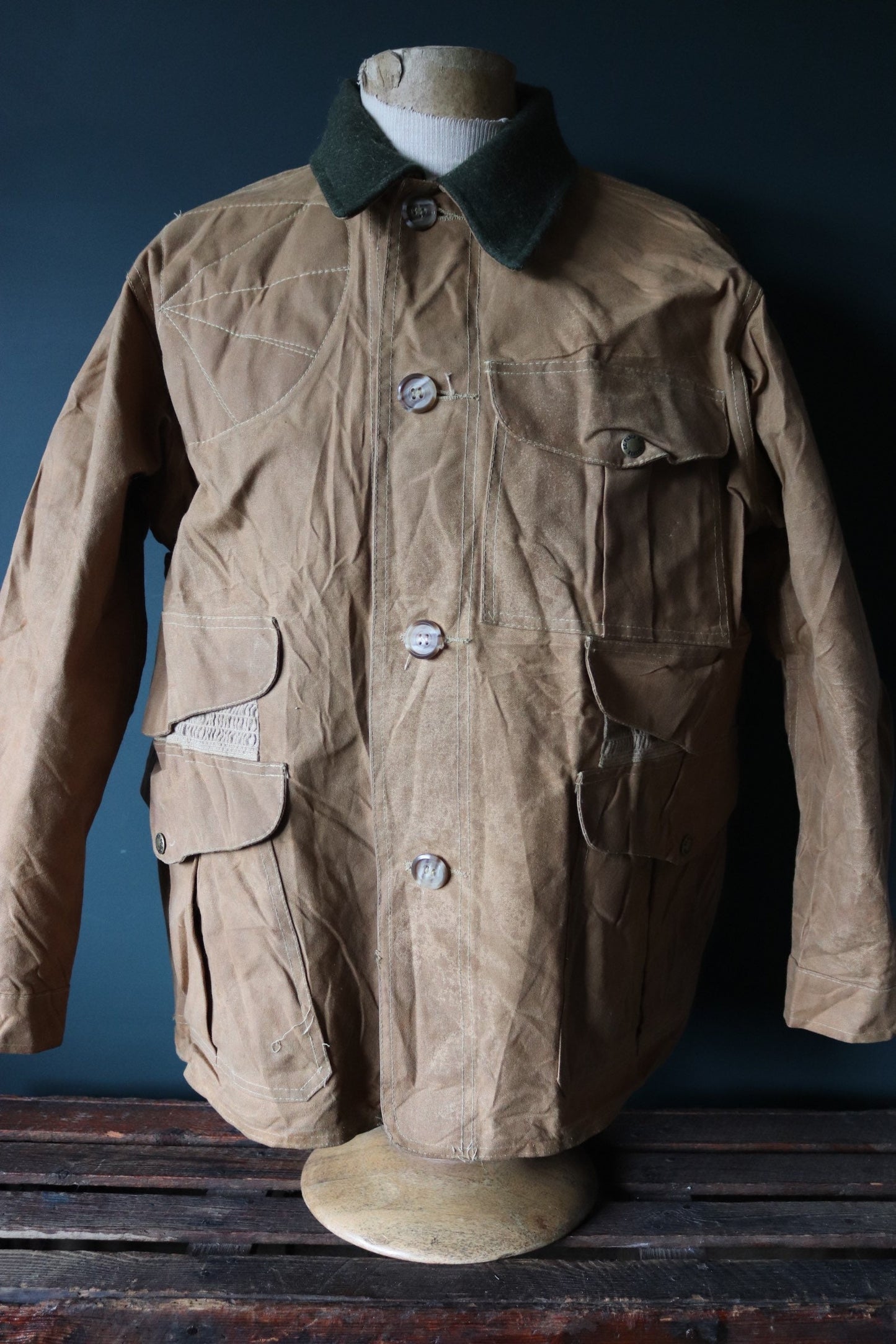 Vintage CC Filson tin cloth paraffin waxed cruiser jacket 49” chest workwear work chore waterproof hunting