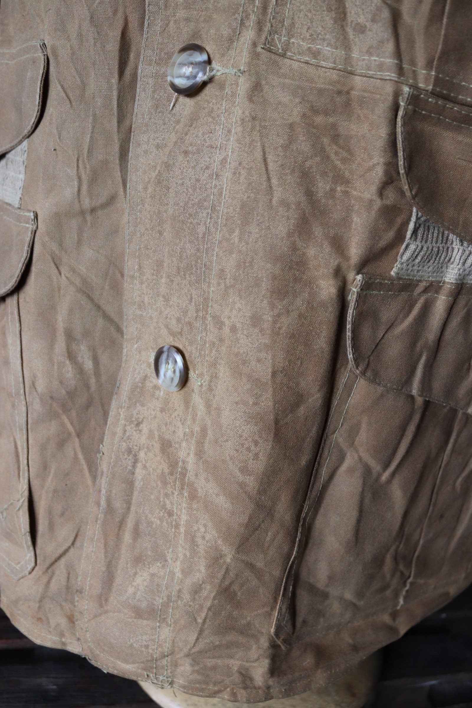Vintage CC Filson tin cloth paraffin waxed cruiser jacket 49” chest workwear work chore waterproof hunting