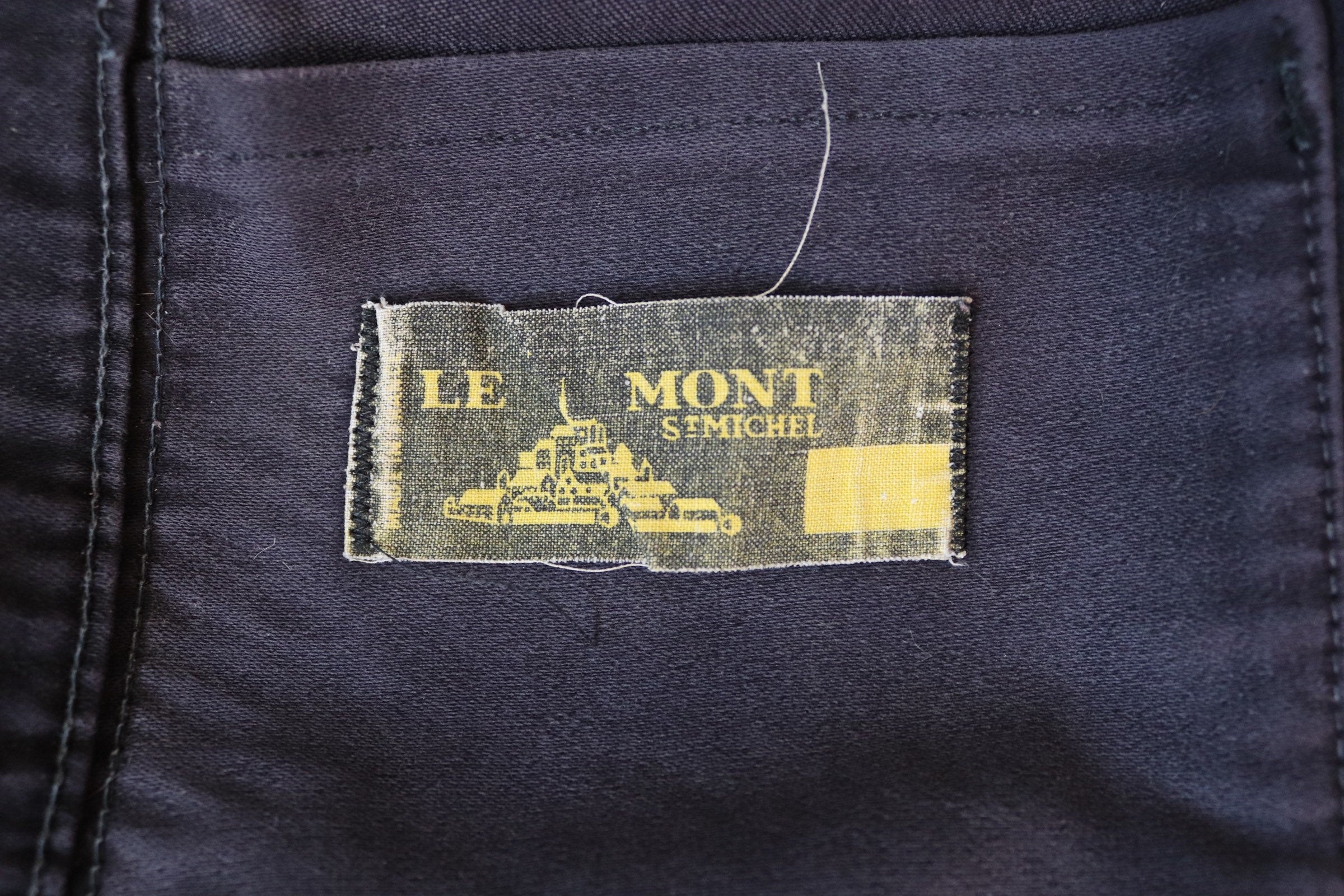 Vintage 1950s French black moleskin jacket - Le Mont St Michel