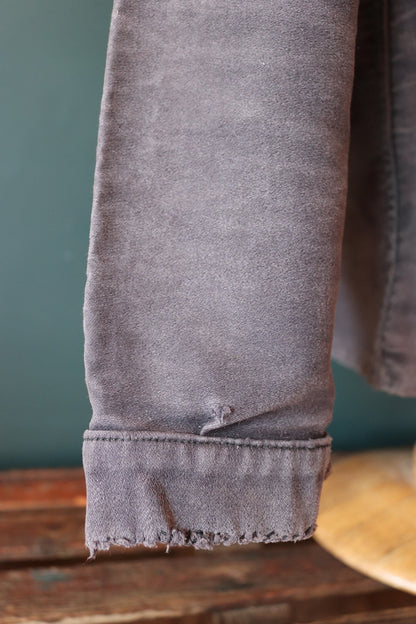 Vintage French chore jacket 1950s workwear Le Mont St Michel black moleskin work faded 39” chest