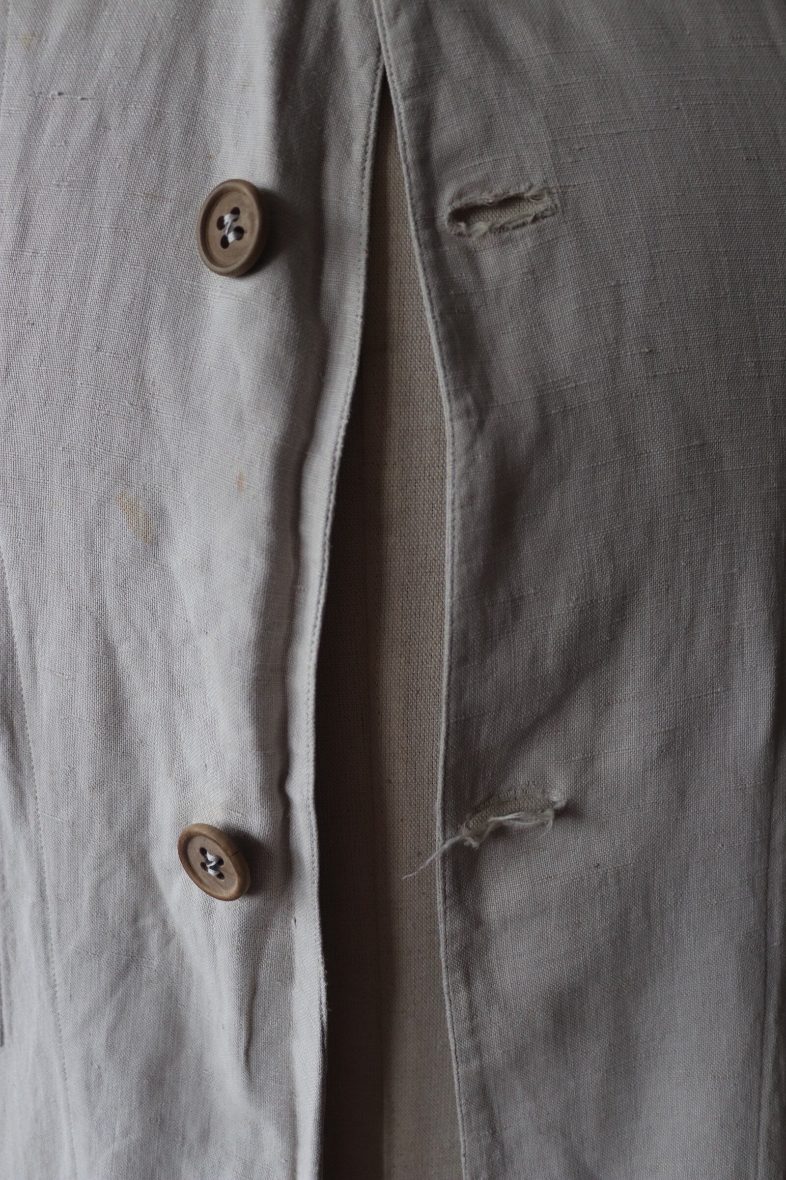 Vintage antique 1920s 1930s French workwear jacket overalls linen duster work chore coat 36” chest xs
