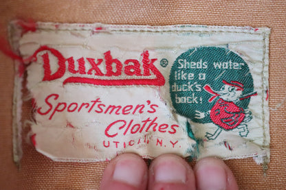 Vintage 1940s 40s 1950s 50s Duxbak duck cotton canvas tin cloth hunting shooting jacket 57” chest workwear work chore