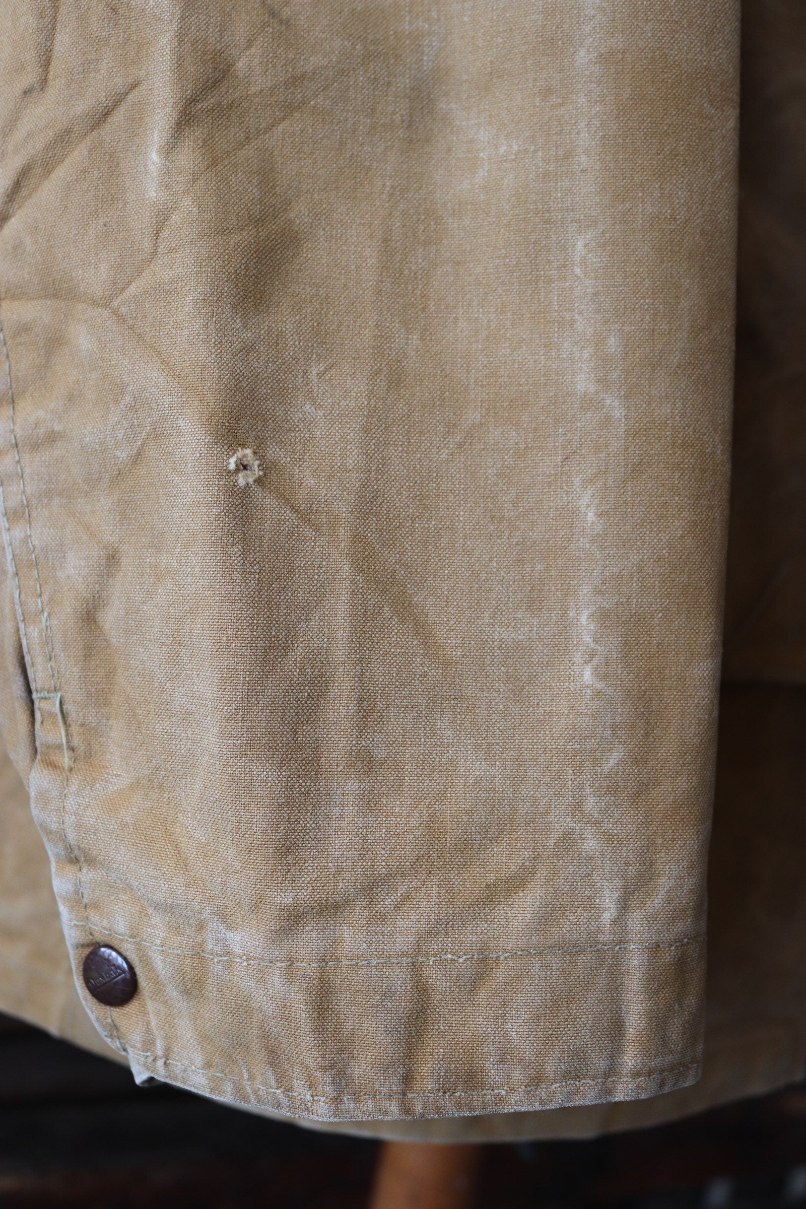 Vintage 1970s 70s 1980s 80s Duxbak duck cotton canvas tin cloth hunting shooting jacket 45” chest workwear work chore