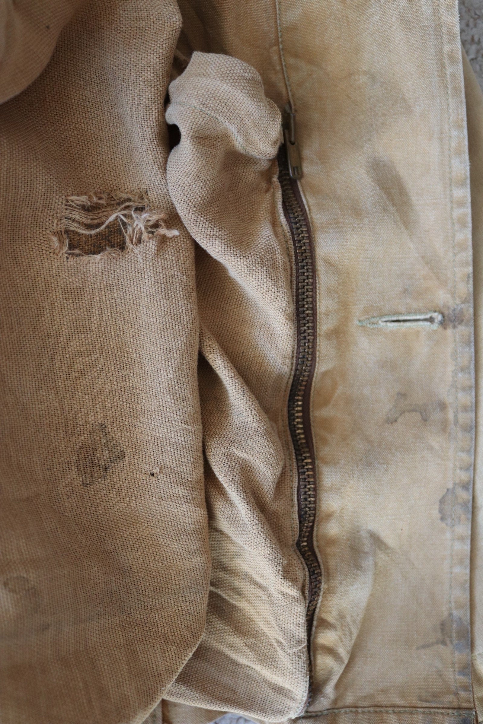 Vintage 1940s 40s 1950s 50s Duxbak duck cotton canvas tin cloth hunting shooting jacket 57” chest workwear work chore
