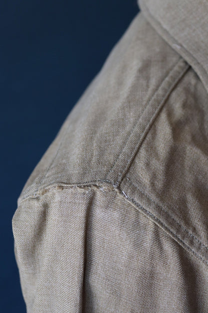 Vintage 1940s 40s WW2 era US Army gas flap wool field utility shirt 40” chest gussets darned