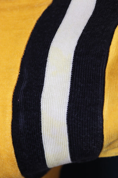 Vintage 1960s 60s 1970s 70s Empire American yellow 60/40 rayon cotton durene t shirt sports sportswear ringer 36” chest baseball Union Made