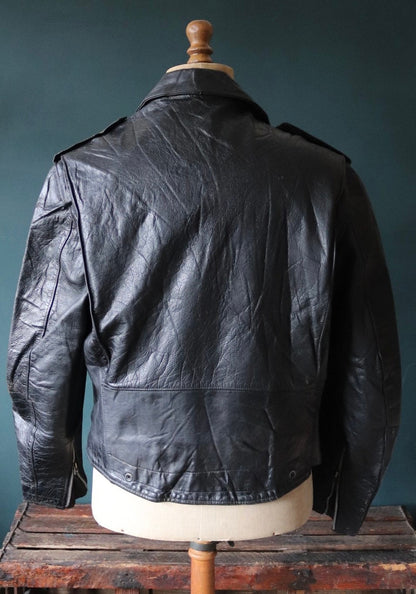 Vintage 1950s 50s 1960s 60s leather jacket Buco PJ27 PJ-27 black steerhide biker police 46” chest motorcycle