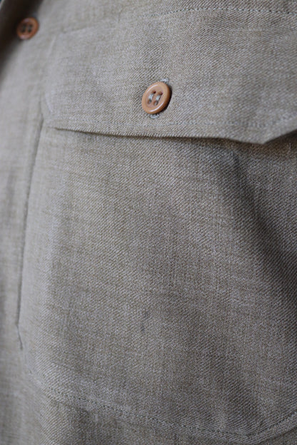 Vintage 1940s wool shirt - WW2 US Army gas flap - field utility - 40” chest - darned and repaired