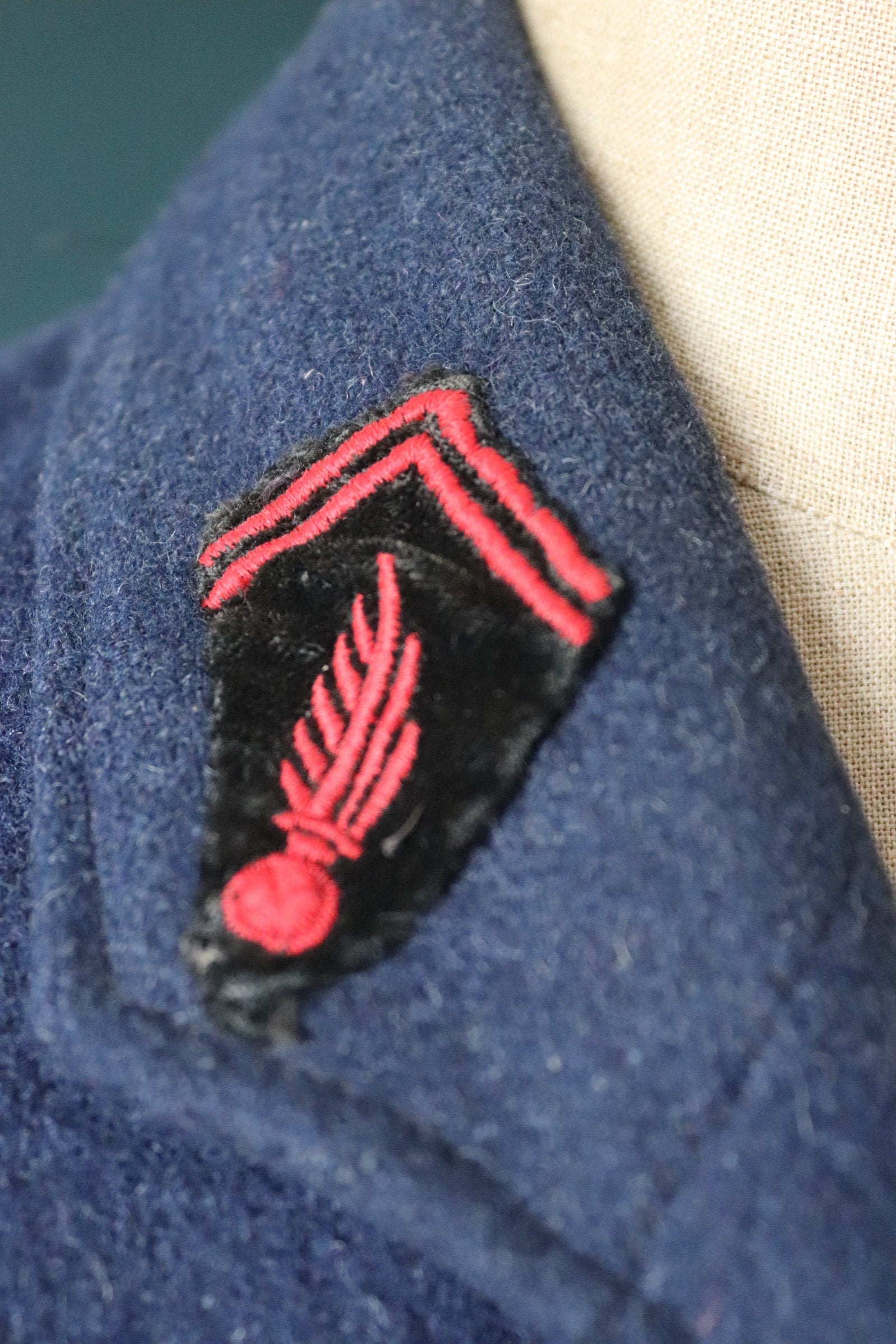 Vintage French workwear jacket 1930s Belle Jardiniere indigo blue wool fireman’s jacket sapeurs pompiers 41” chest
