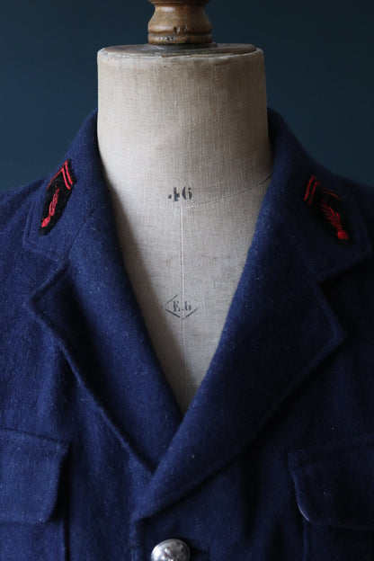 Vintage 1930s wool jacket French workwear Belle Jardiniere indigo blue fireman’s sapeurs pompiers 41” chest