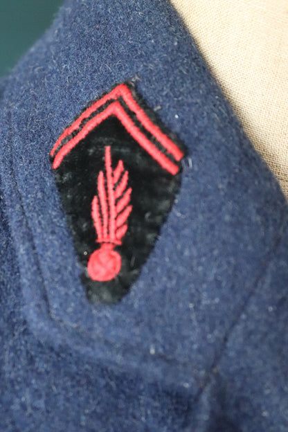Vintage 1930s wool jacket French workwear Belle Jardiniere indigo blue fireman’s sapeurs pompiers 41” chest