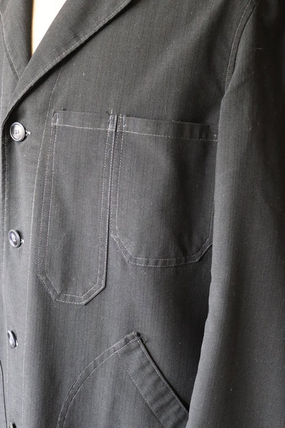 Vintage French workwear jacket - 1950s 60s black chore coat - maquignon - Vetra duster - 46” chest