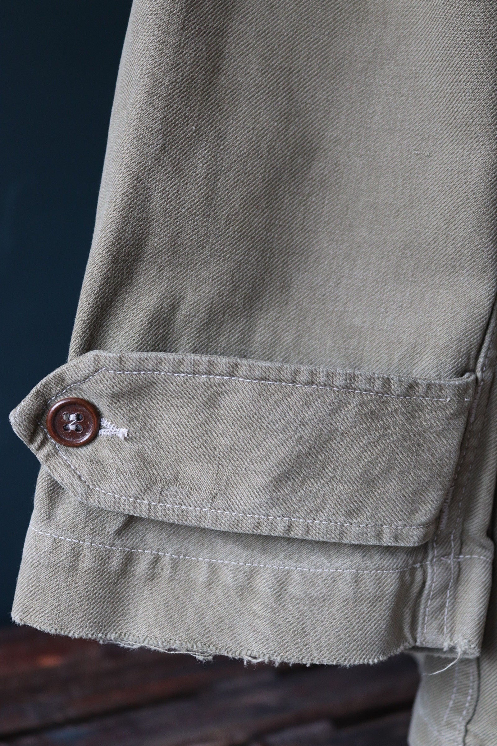 Vintage French army jacket 1950s M47 M 47 field utility military 47” chest khaki green