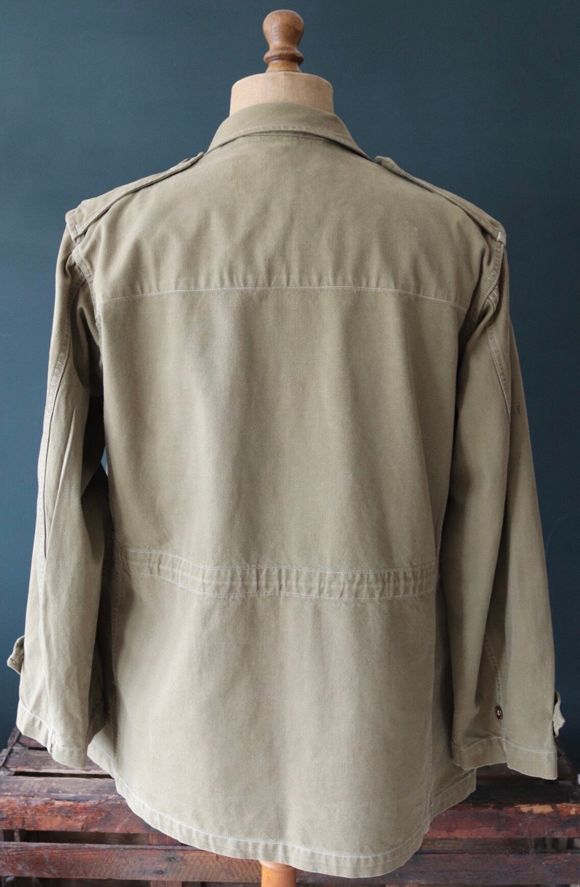 Vintage French army jacket 1950s M47 M 47 field utility military 47” chest khaki green