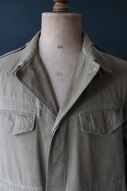 Vintage French army jacket 1950s M47 M 47 field utility military 47” chest khaki green