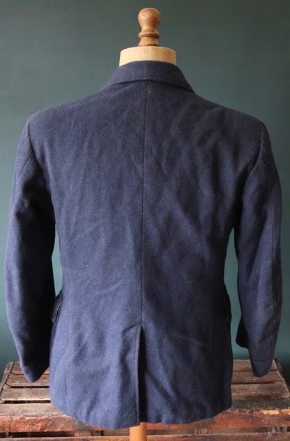Vintage French workwear jacket 1930s Belle Jardiniere indigo blue wool fireman’s jacket sapeurs pompiers 41” chest