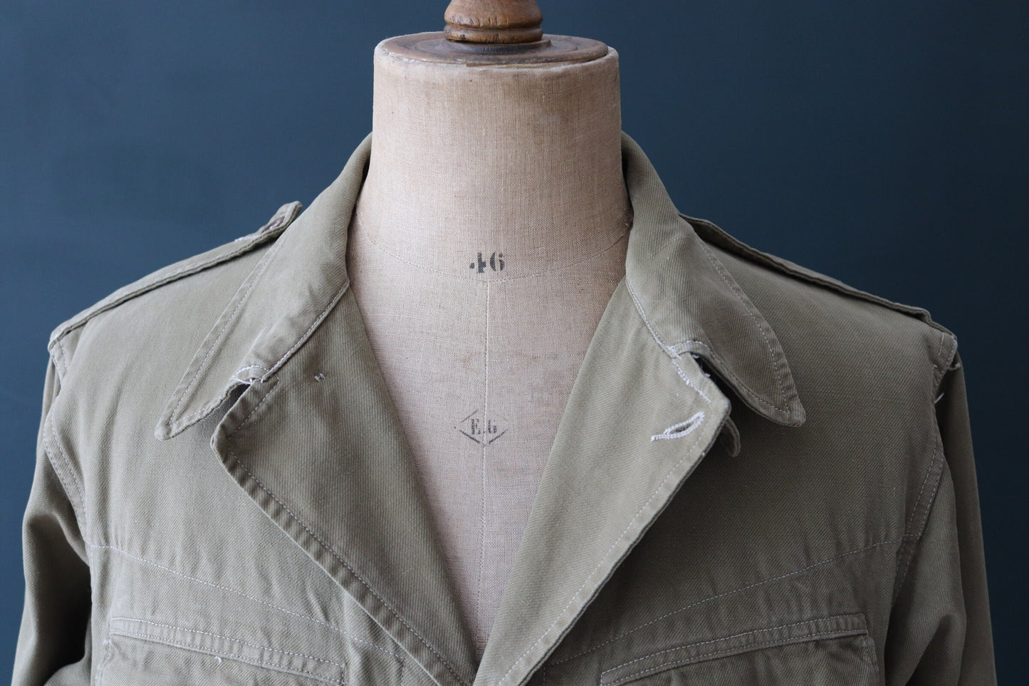 Vintage French army jacket 1950s M47 M 47 field utility military 47” chest khaki green