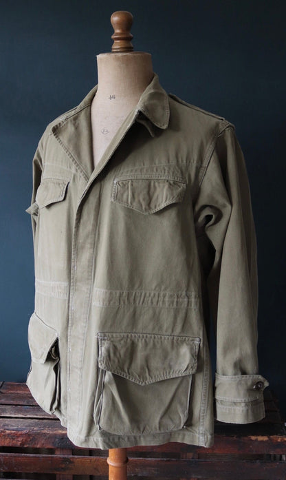 Vintage French army jacket 1950s M47 M 47 field utility military 47” chest khaki green