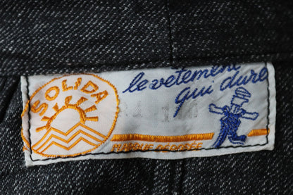 Vintage French workwear jacket - salt pepper grey - belted overall coat - 1960s deadstock - factory machinist, shopkeeper - 37” chest