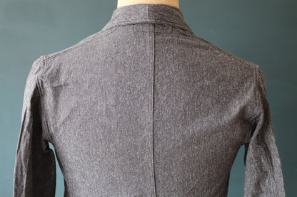 Vintage French workwear jacket - salt pepper grey - belted overall coat - 1960s deadstock - factory machinist, shopkeeper - 37” chest