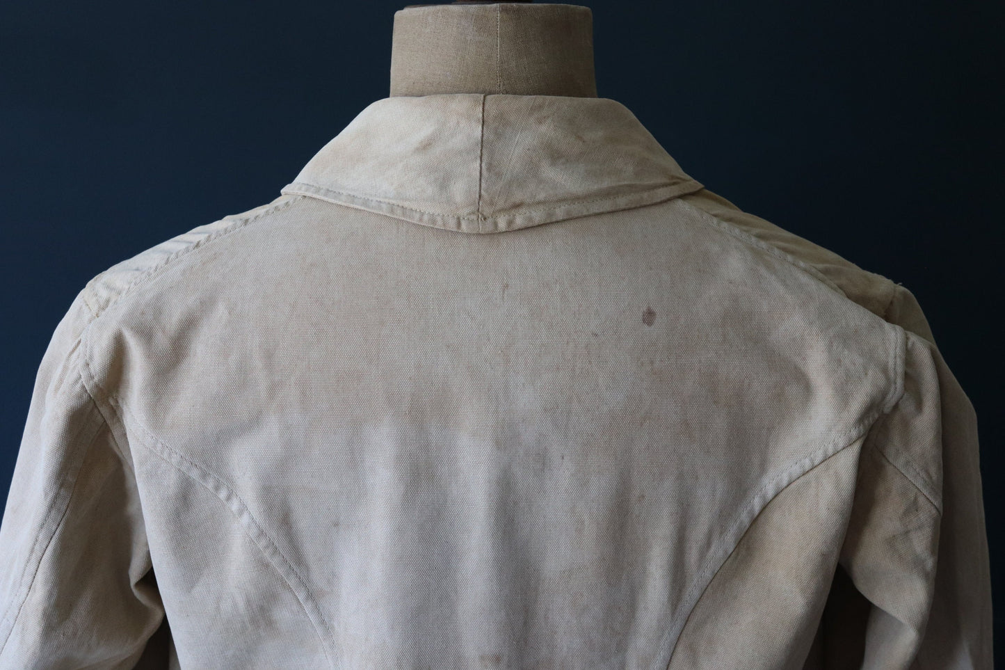 Vintage French bourgeron jacket army military workwear 1920s 1930s work cropped 46” chest khaki tan brown