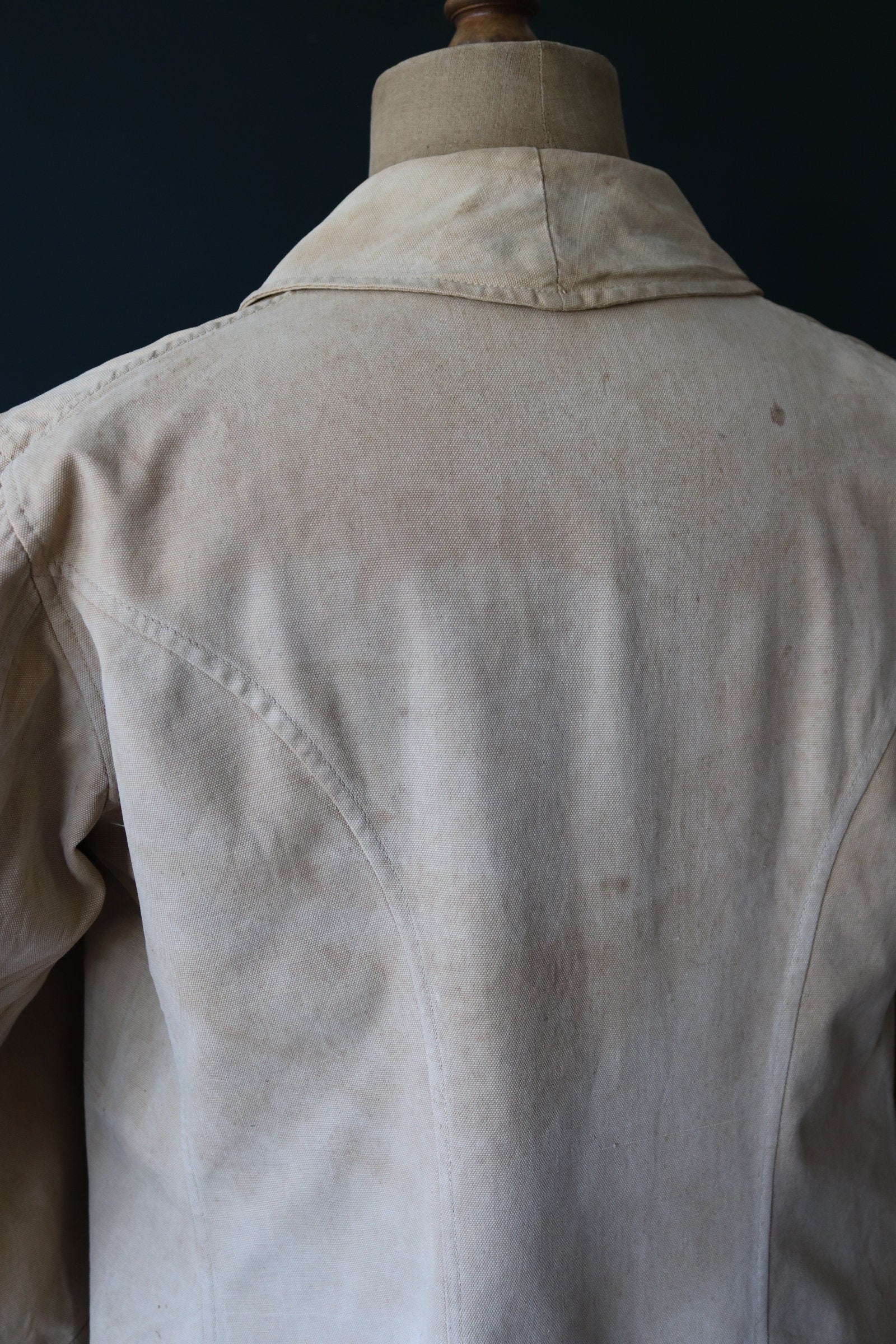 Vintage French military bourgeron jacket - 1920s 30s army workwear - 46” chest - khaki tan brown