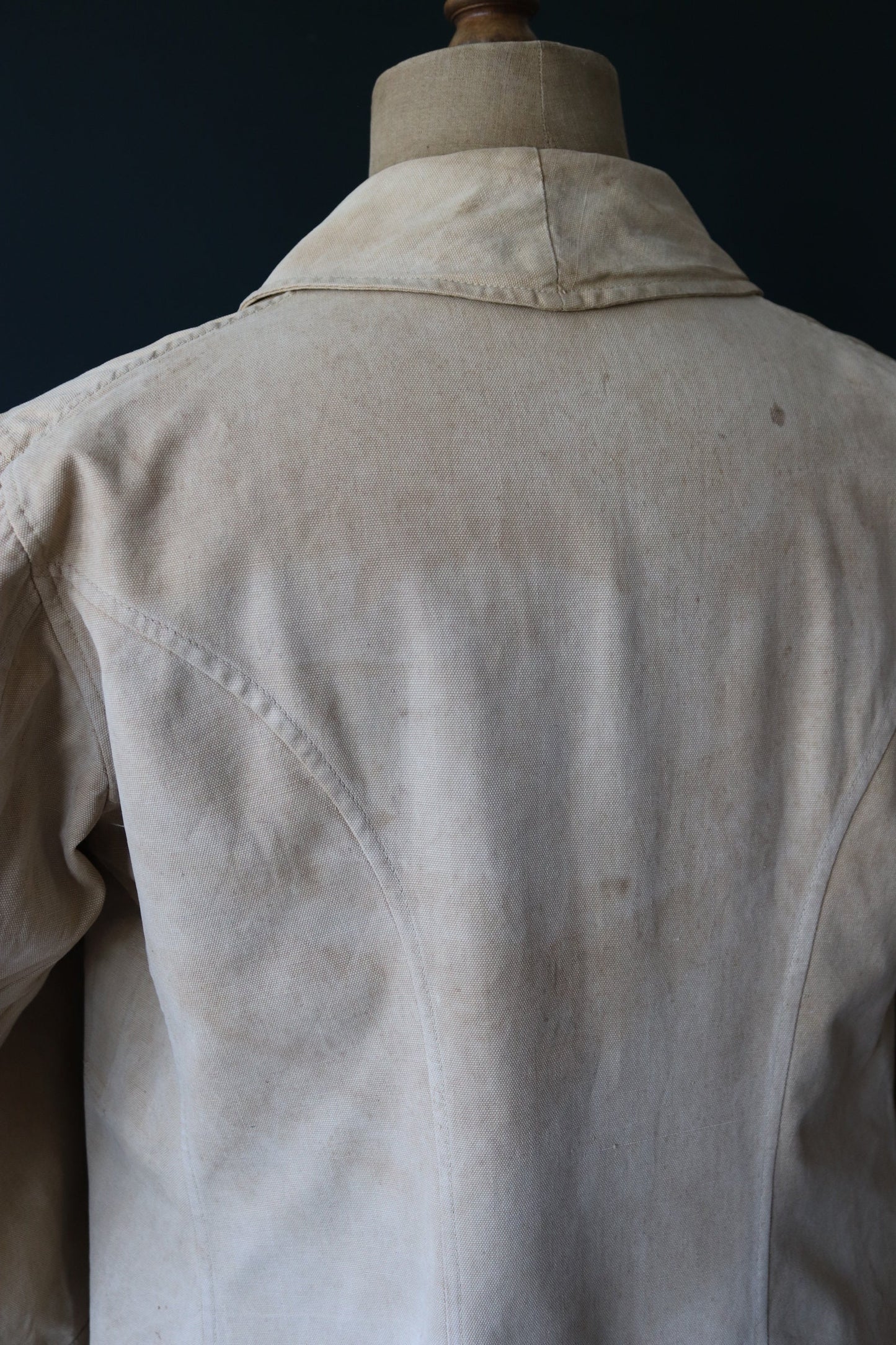 Vintage French military bourgeron jacket - 1920s 30s army workwear - 46” chest - khaki tan brown