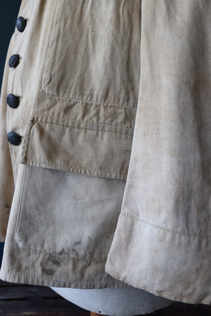 Vintage 1920s French military bourgeron jacket - army workwear - 46” chest - khaki tan brown