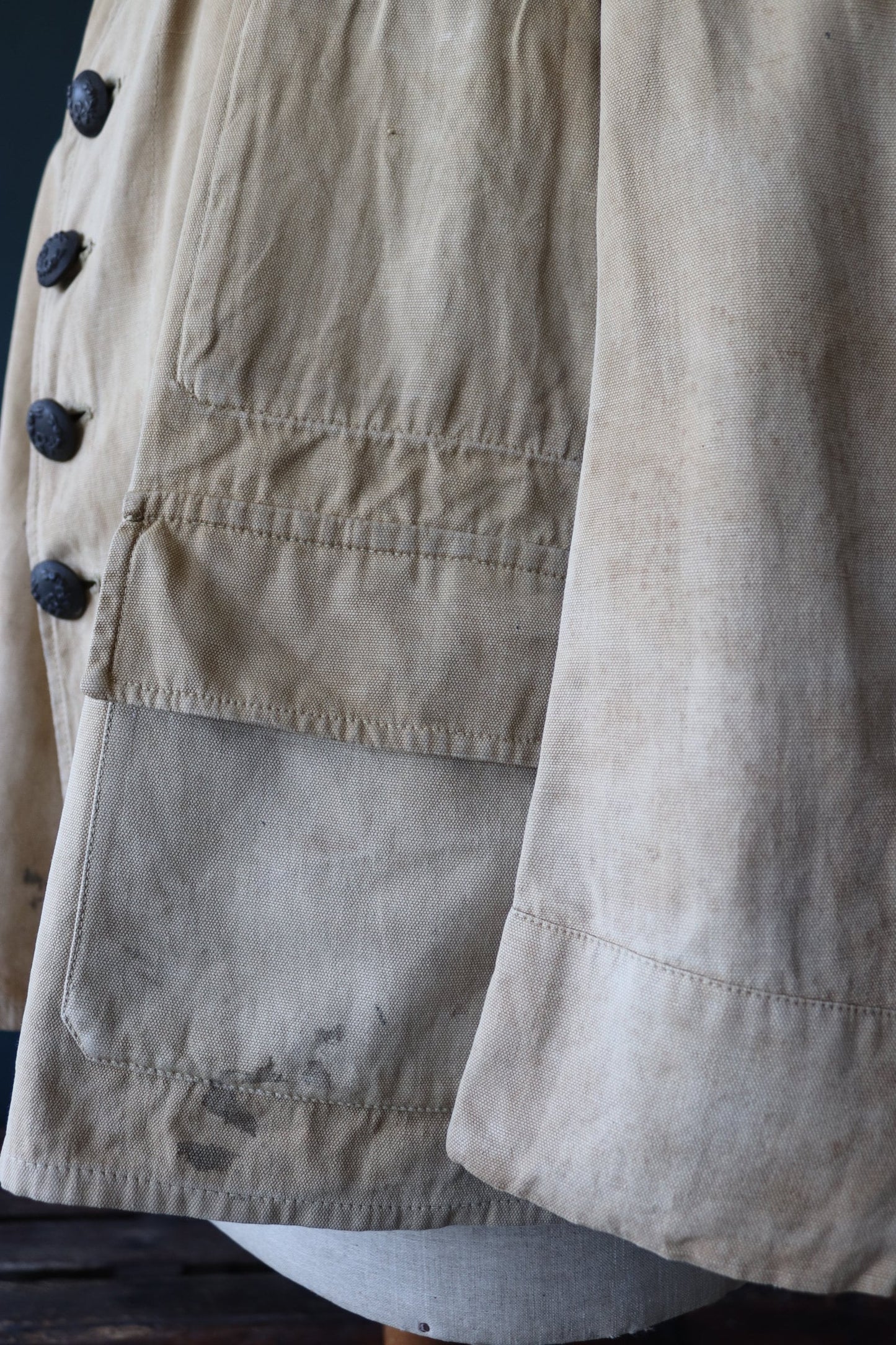 Vintage French military bourgeron jacket - 1920s 30s army workwear - 46” chest - khaki tan brown