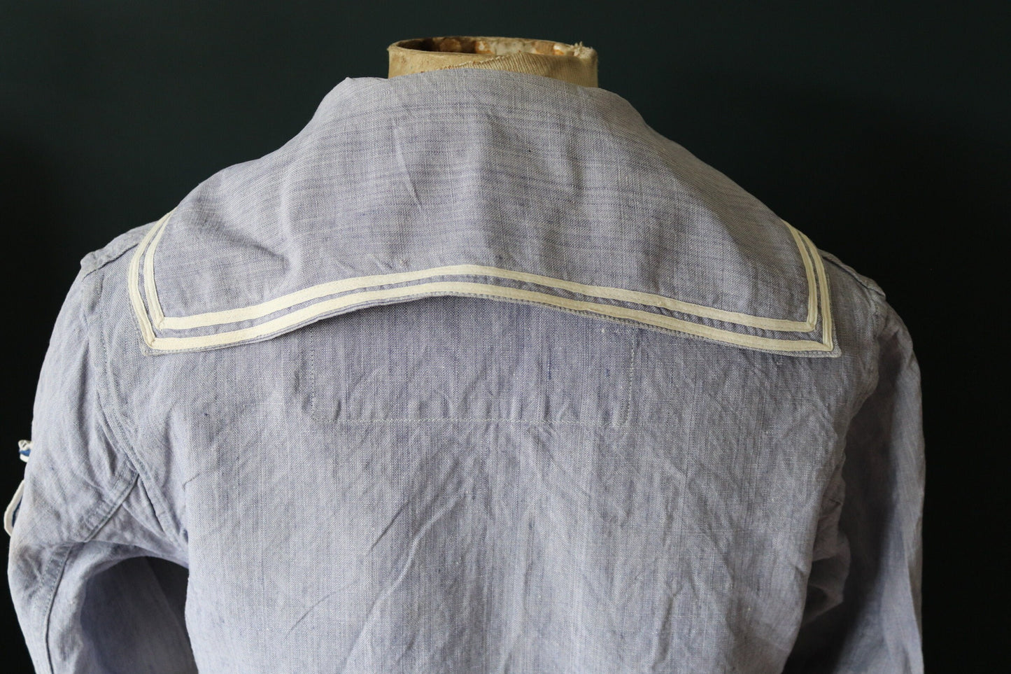 Vintage 1960s French Navy linen sailor shirt - Marine Nationale - 42" chest