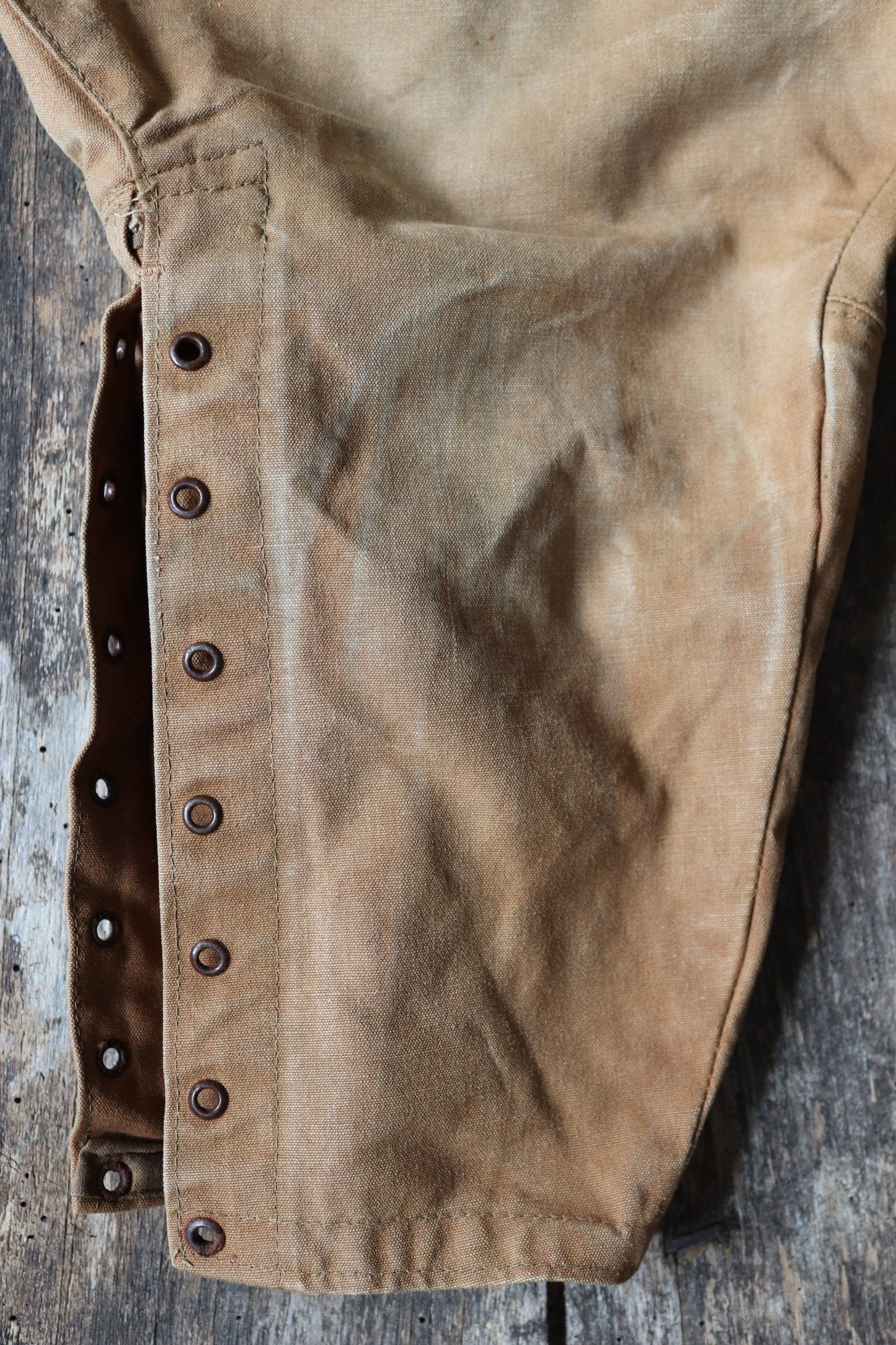 Vintage French jodhpurs 1940s 1950s brown cotton canvas hunting riding breeches 30” x 23” workwear work chore