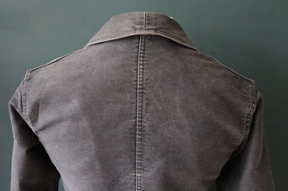 Vintage French workwear jacket black moleskin 1940s 1950s work chore darned repaired 34” chest