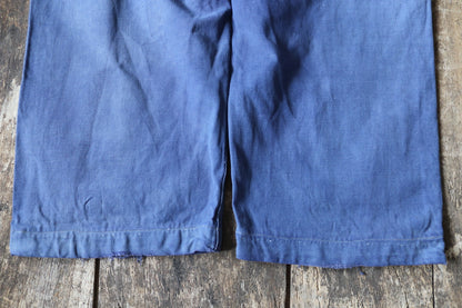 Vintage French workwear dungarees overalls 1940s Adolphe Lafont blue cotton twill work chore 36” 38” x 24”