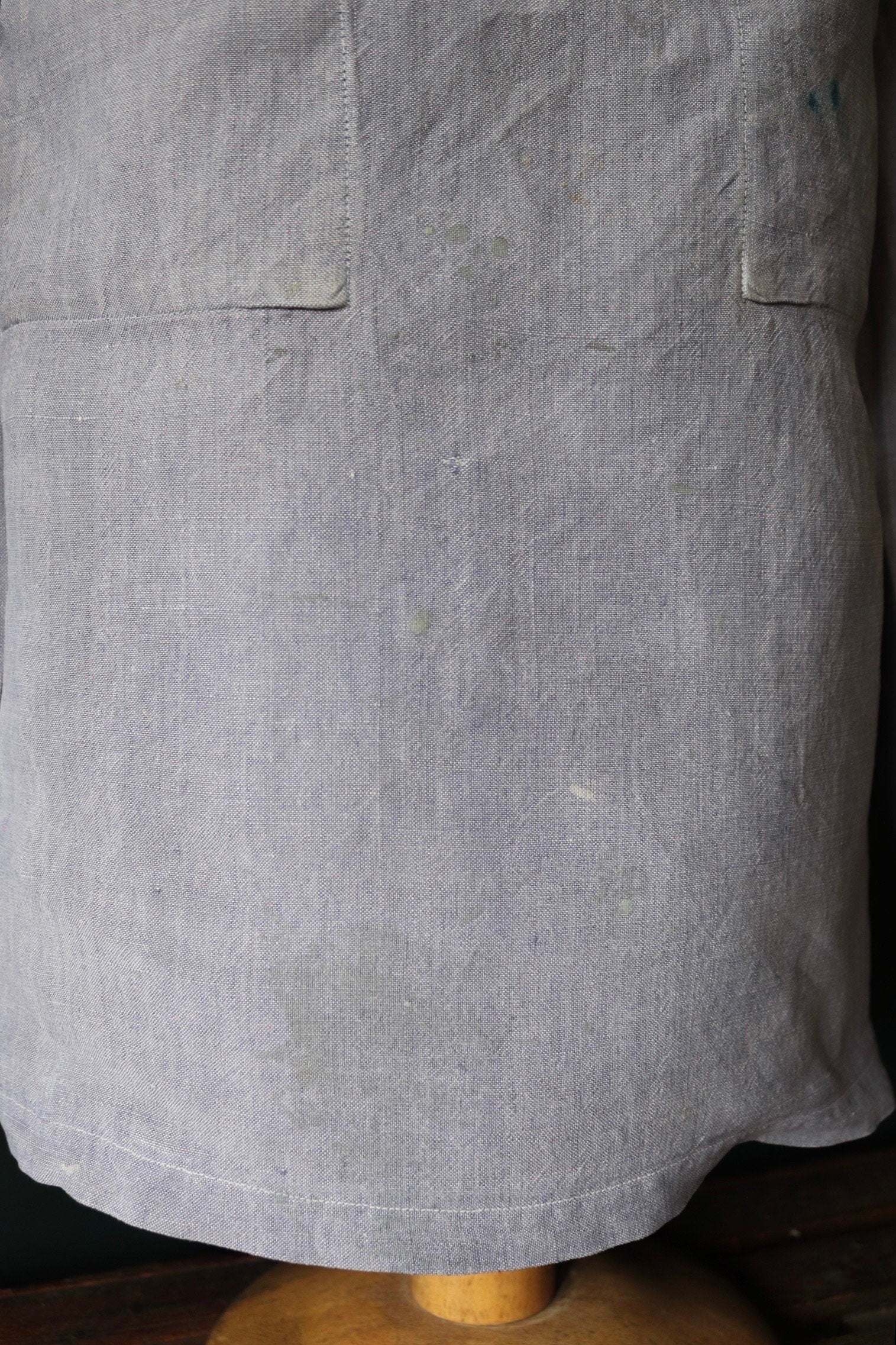 Vintage French linen shirt 1960s Marine Nationale Navy naval crackerjack bib top jumper indigo 42” chest military workwear work sailor