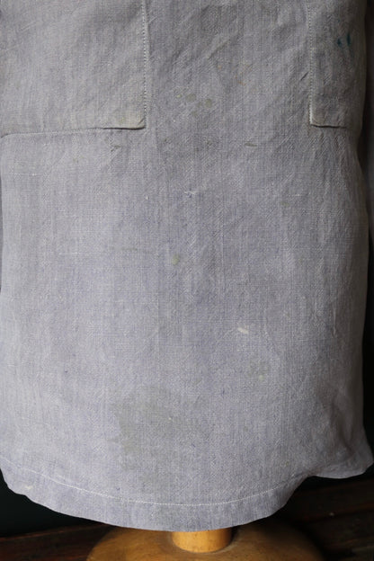 Vintage French linen shirt 1960s Marine Nationale Navy naval crackerjack bib top jumper indigo 42” chest military workwear work sailor