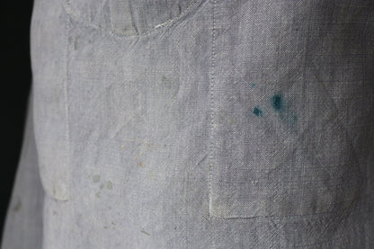 Vintage French blue linen shirt - 1960s Marine Nationale - Navy sailor - crackerjack bib top jumper - 42” chest - military workwear