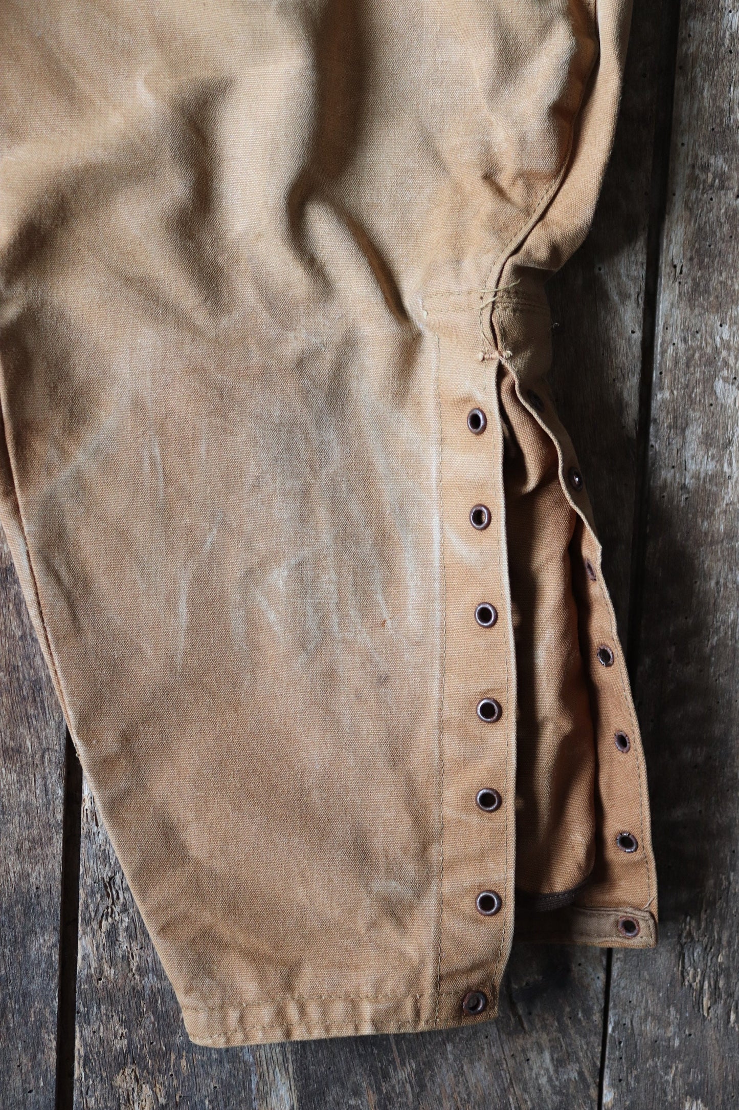 Vintage French jodhpurs 1940s 1950s brown cotton canvas hunting riding breeches 30” x 23” workwear work chore