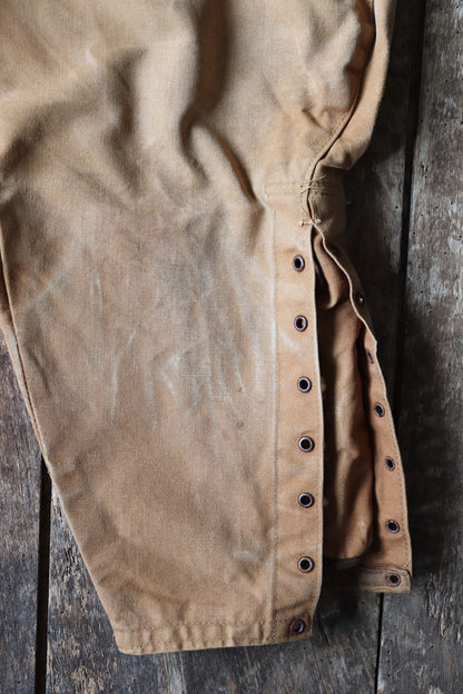 Vintage French jodhpurs 1940s 1950s brown cotton canvas hunting riding breeches 30” x 23” workwear work chore