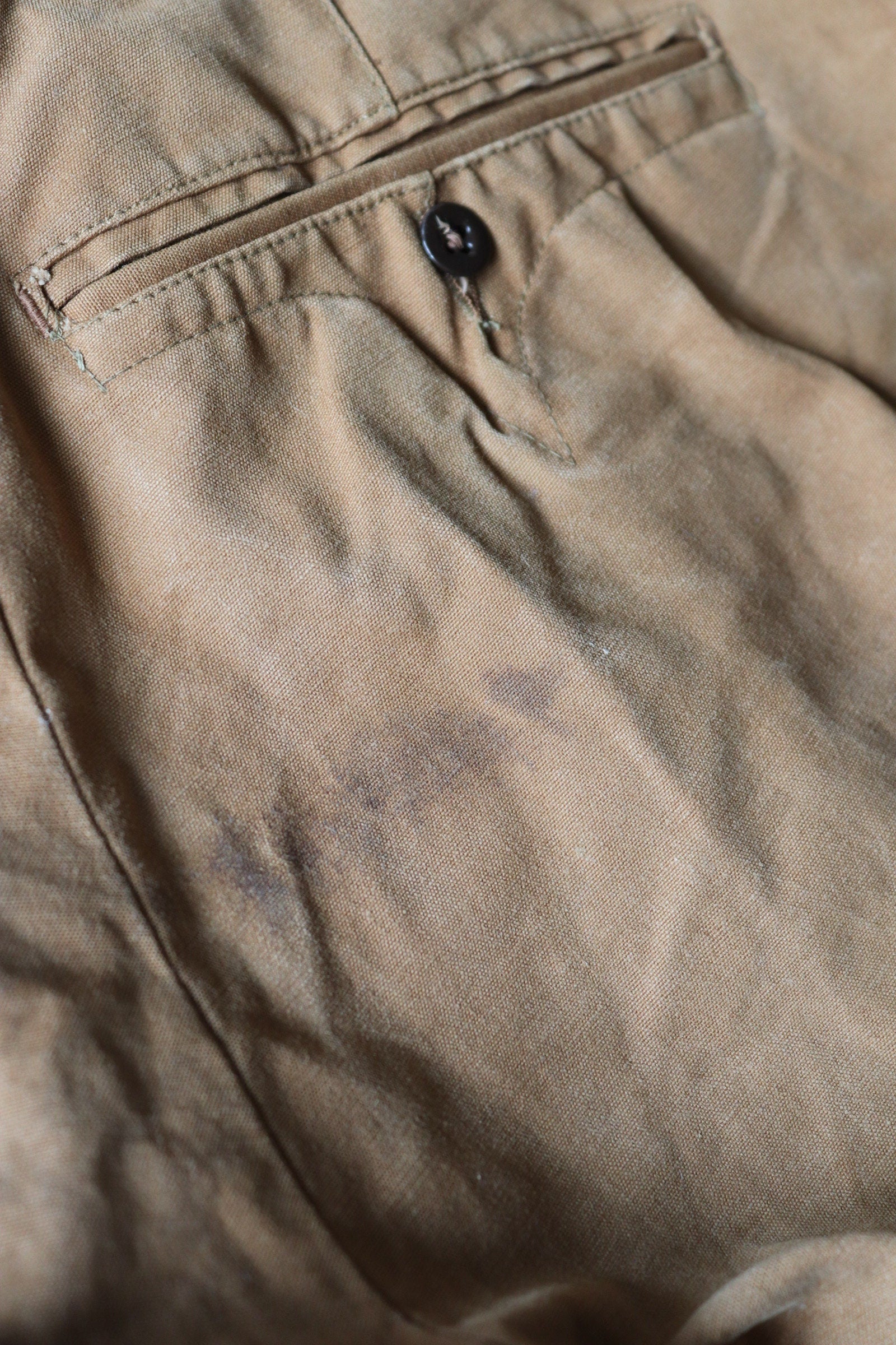 Vintage French jodhpurs 1940s 1950s brown cotton canvas hunting riding breeches 30” x 23” workwear work chore