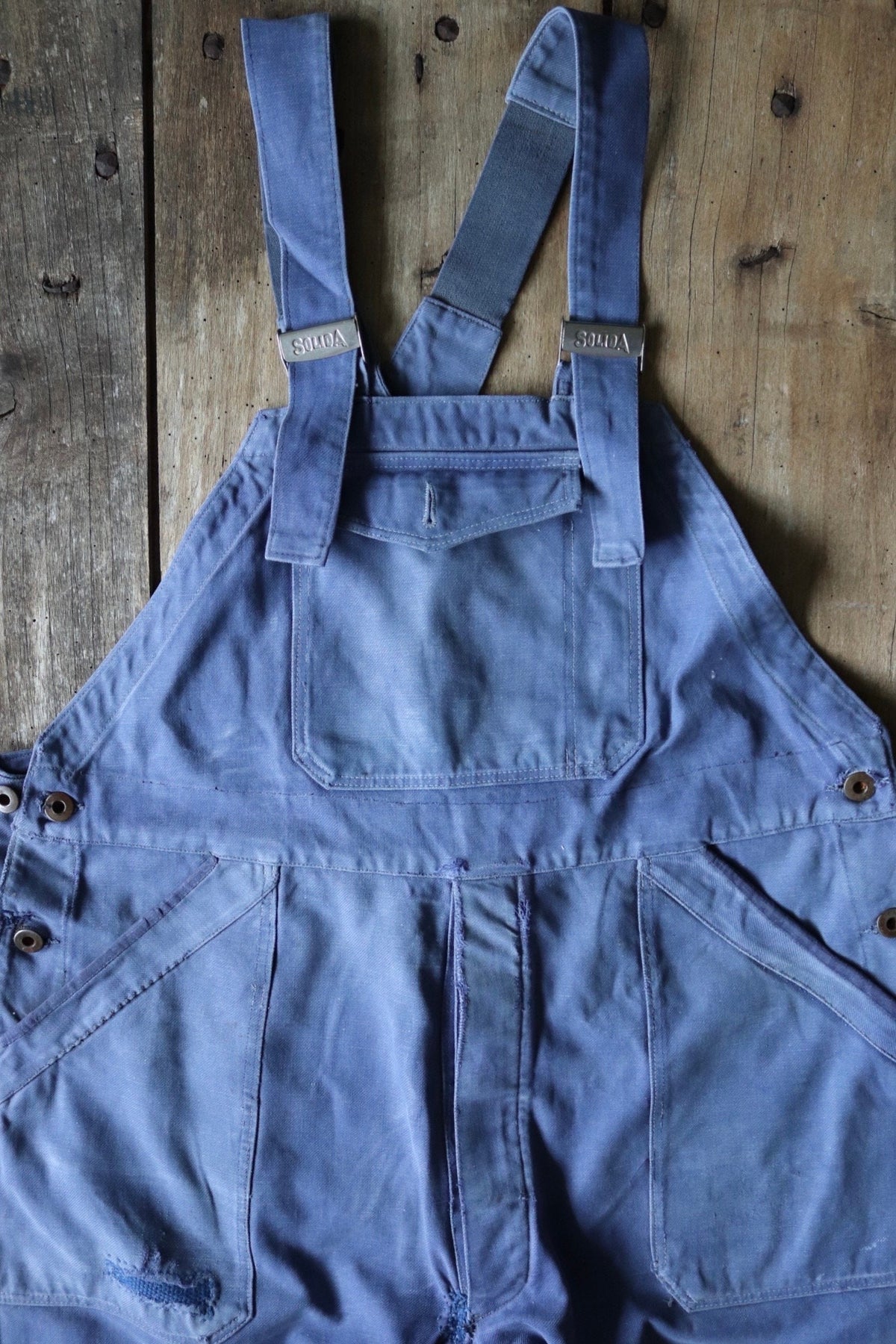 Vintage 1950s French workwear overalls - chore dungarees - 39” x 27”
