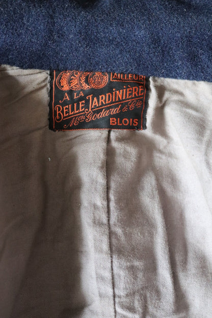 Vintage 1930s wool jacket French workwear Belle Jardiniere indigo blue fireman’s sapeurs pompiers 41” chest